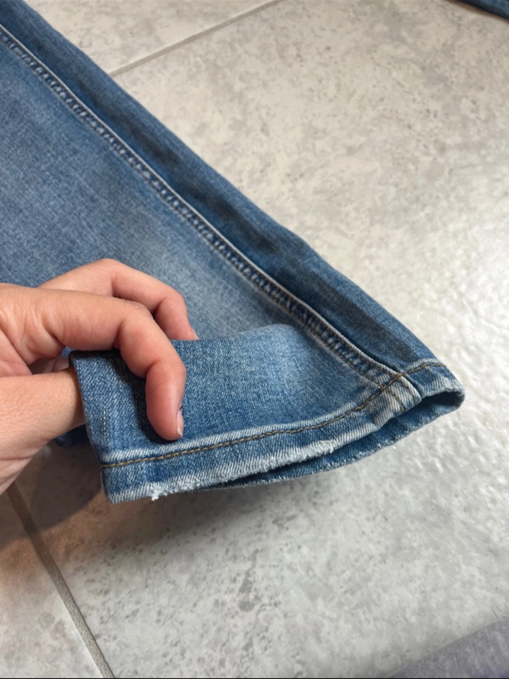 Boston Proper Blue Denim Ankle Jeans with Floral Appliqué - Picture 7 of 10